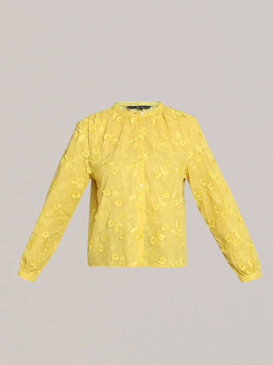Yellow Floral Textured Cotton Top - Image 7