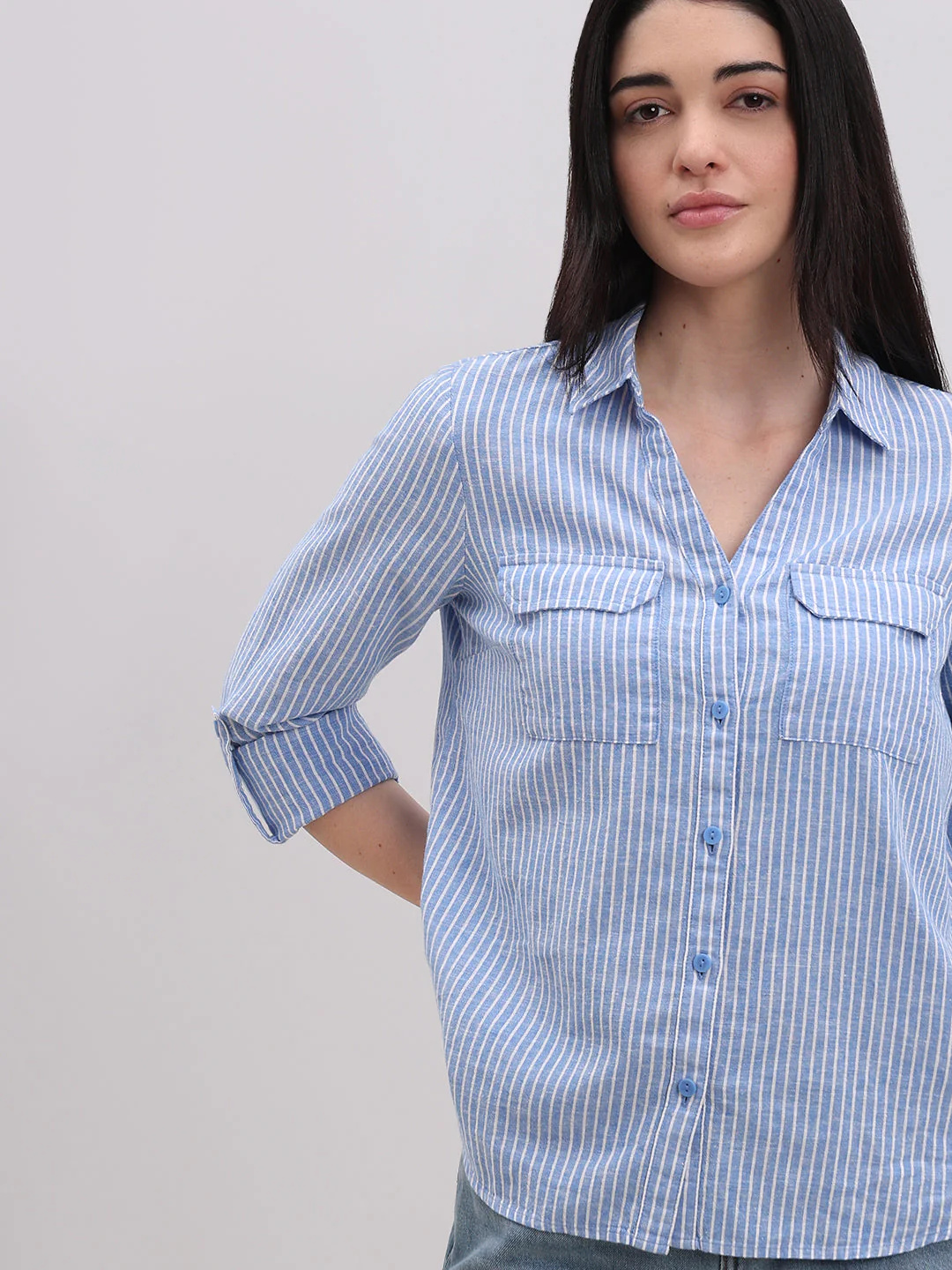 Light Blue Striped Shirt - Image 6