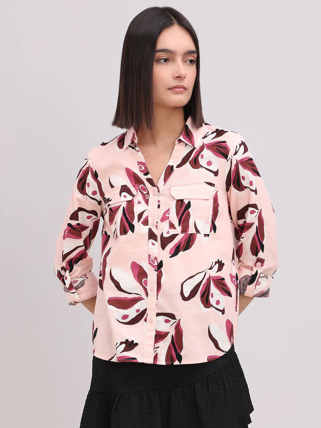 Pink Abstract Print Shirt - Image 2