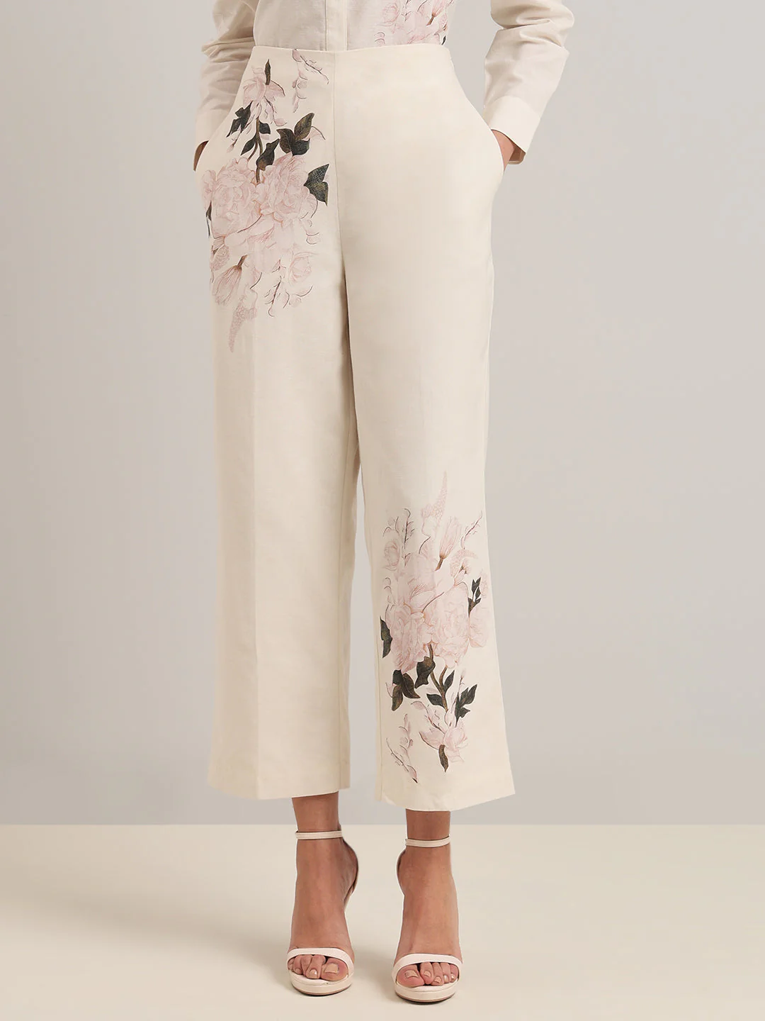 High Rise Floral Straight Fit Pants - Image 2