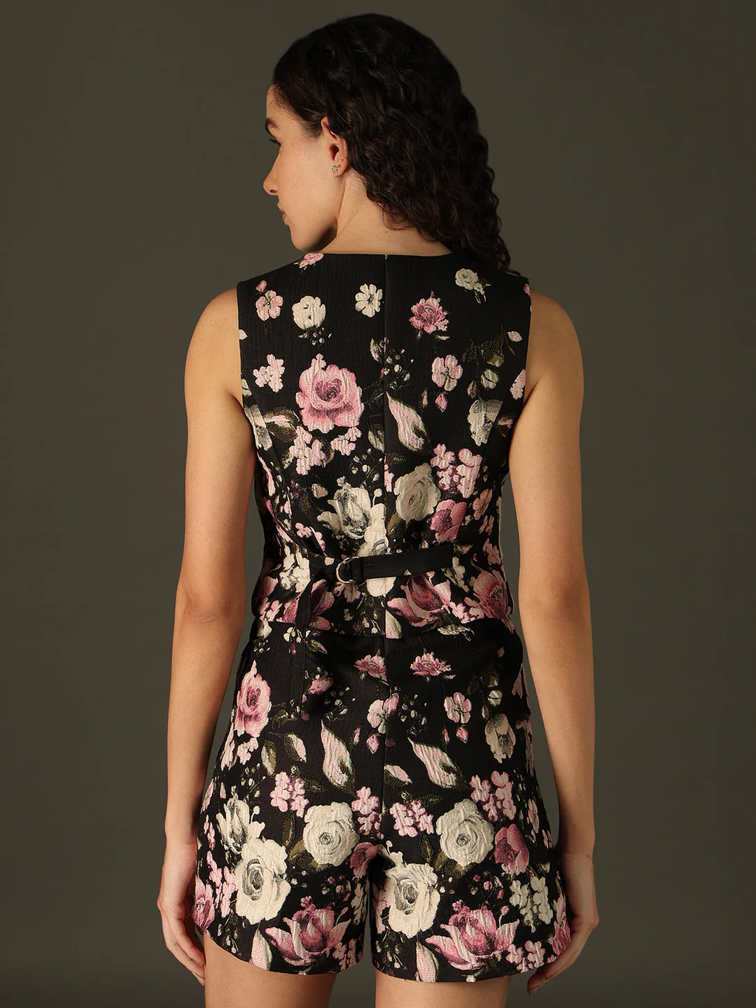 MARQUEE Black Floral Waistcoat - Image 4