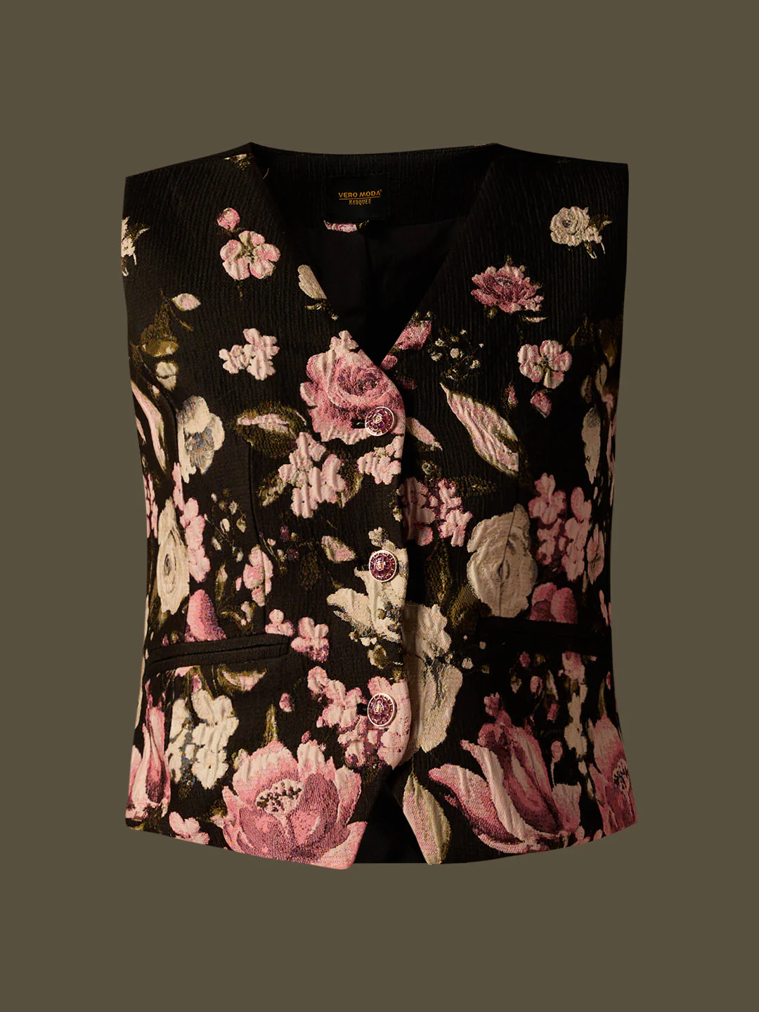 MARQUEE Black Floral Waistcoat - Image 7