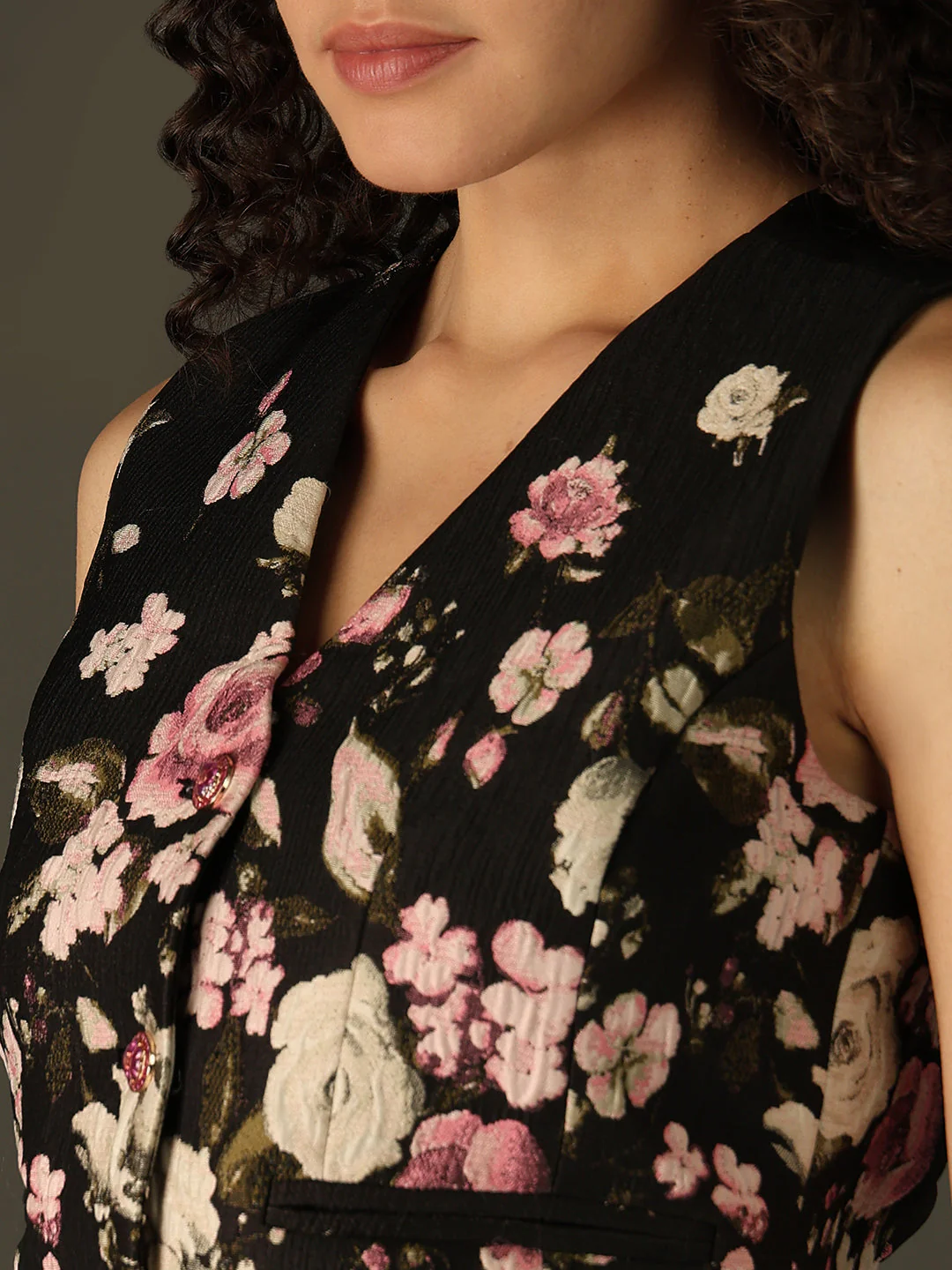 MARQUEE Black Floral Waistcoat - Image 8
