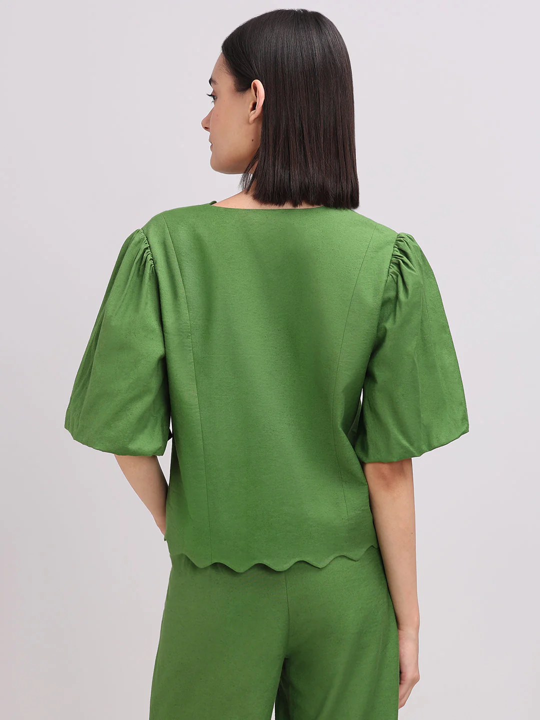 Green Tie-Front Detail Top - Image 4