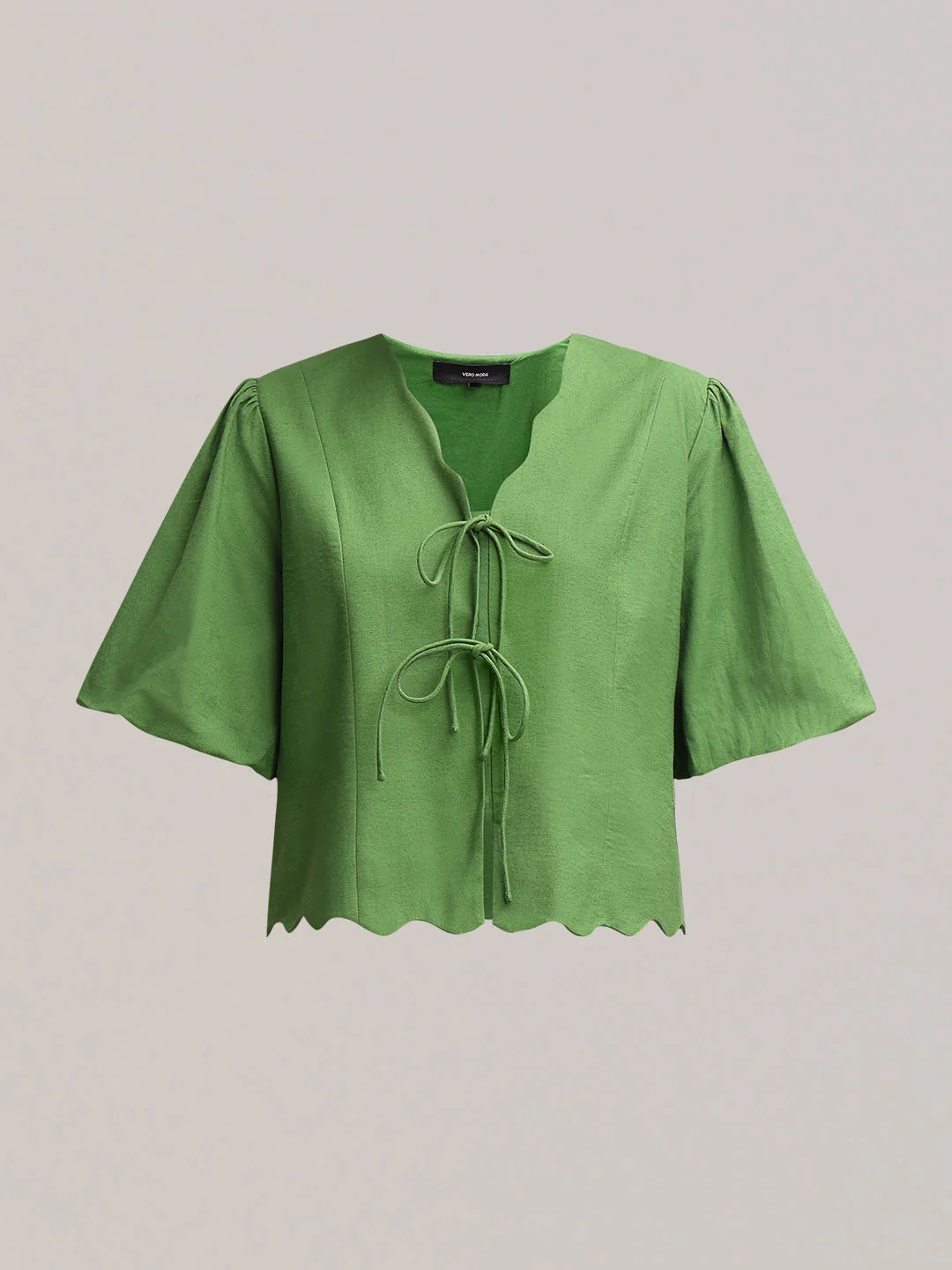 Green Tie-Front Detail Top - Image 7