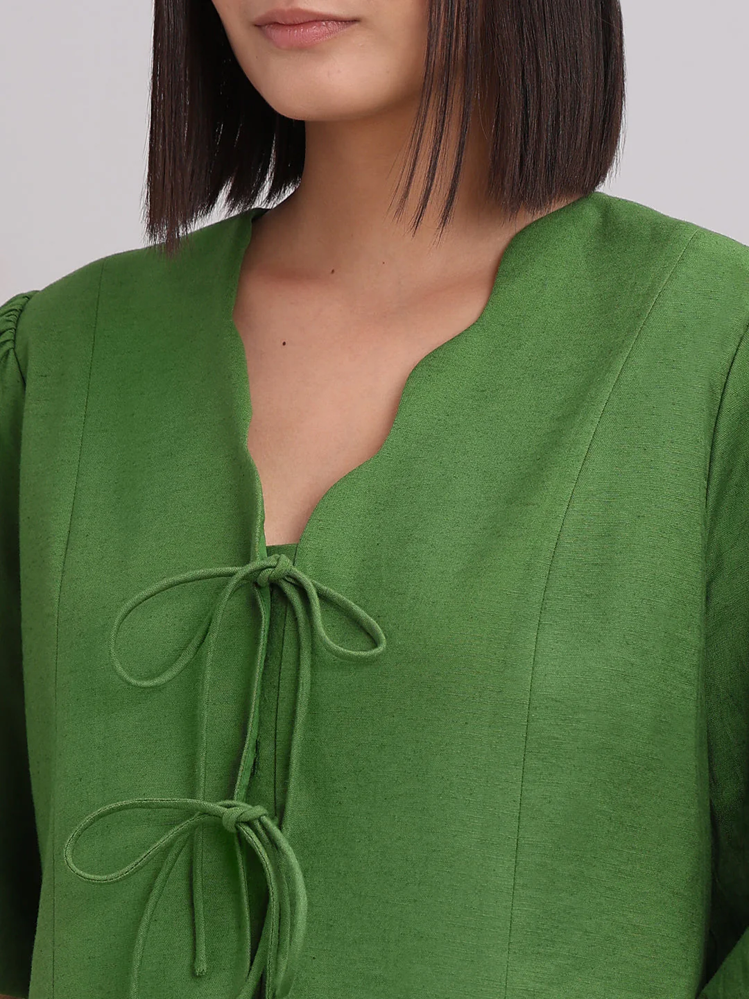 Green Tie-Front Detail Top - Image 8
