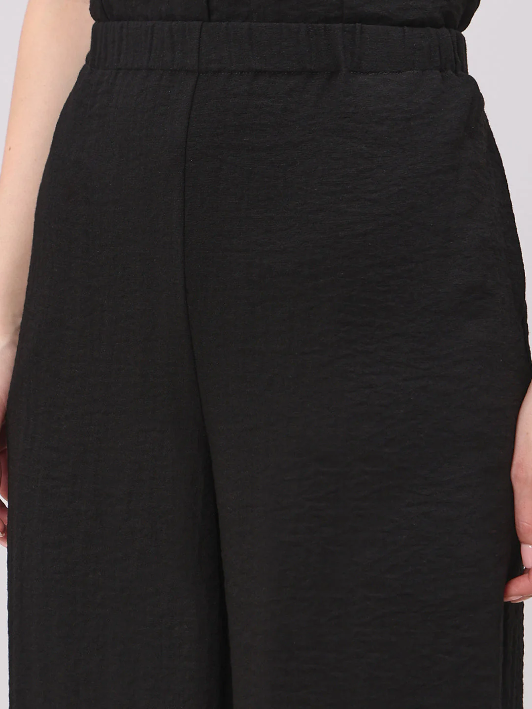 Textured Black Relaxed Fit Pants - Image 8