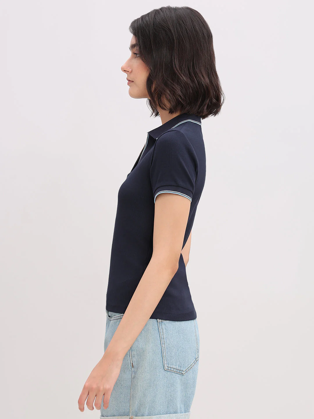 Organic Cotton Blend Polo - Blue - Image 3