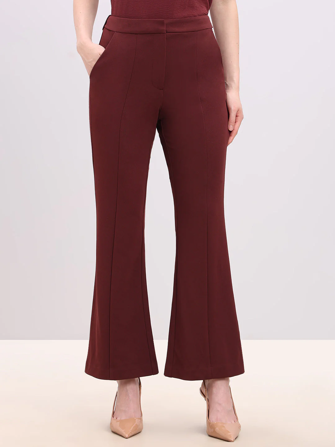 Rust Red High Rise Flared Pants - Image 2