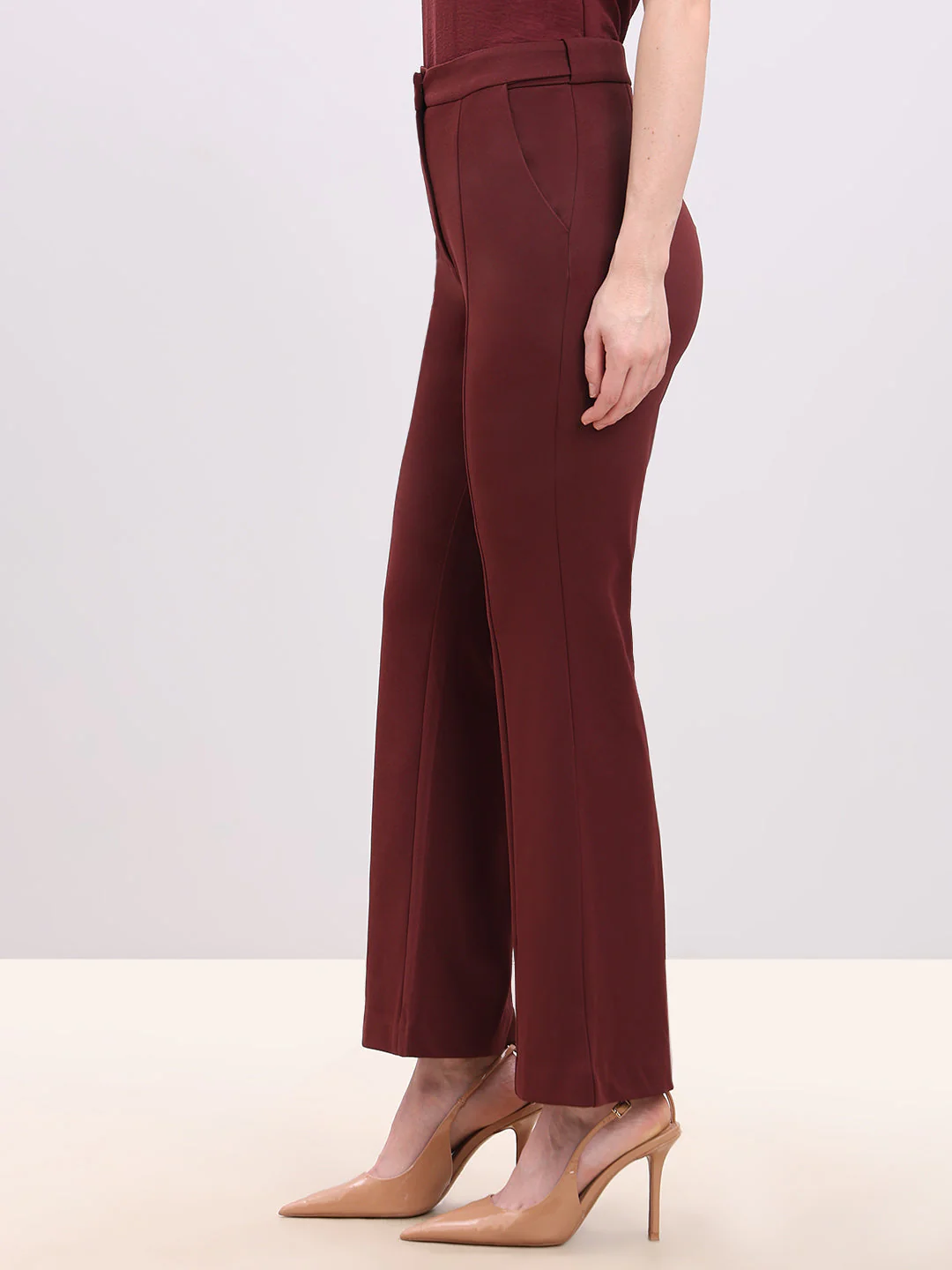 Rust Red High Rise Flared Pants - Image 3