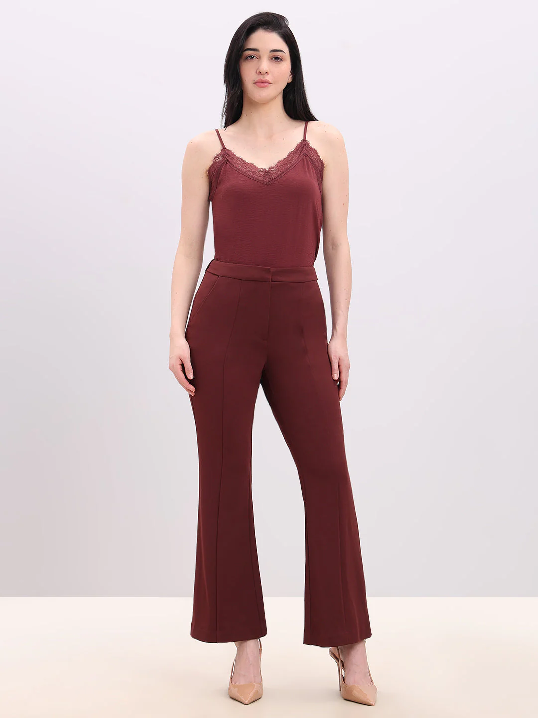 Rust Red High Rise Flared Pants - Image 5
