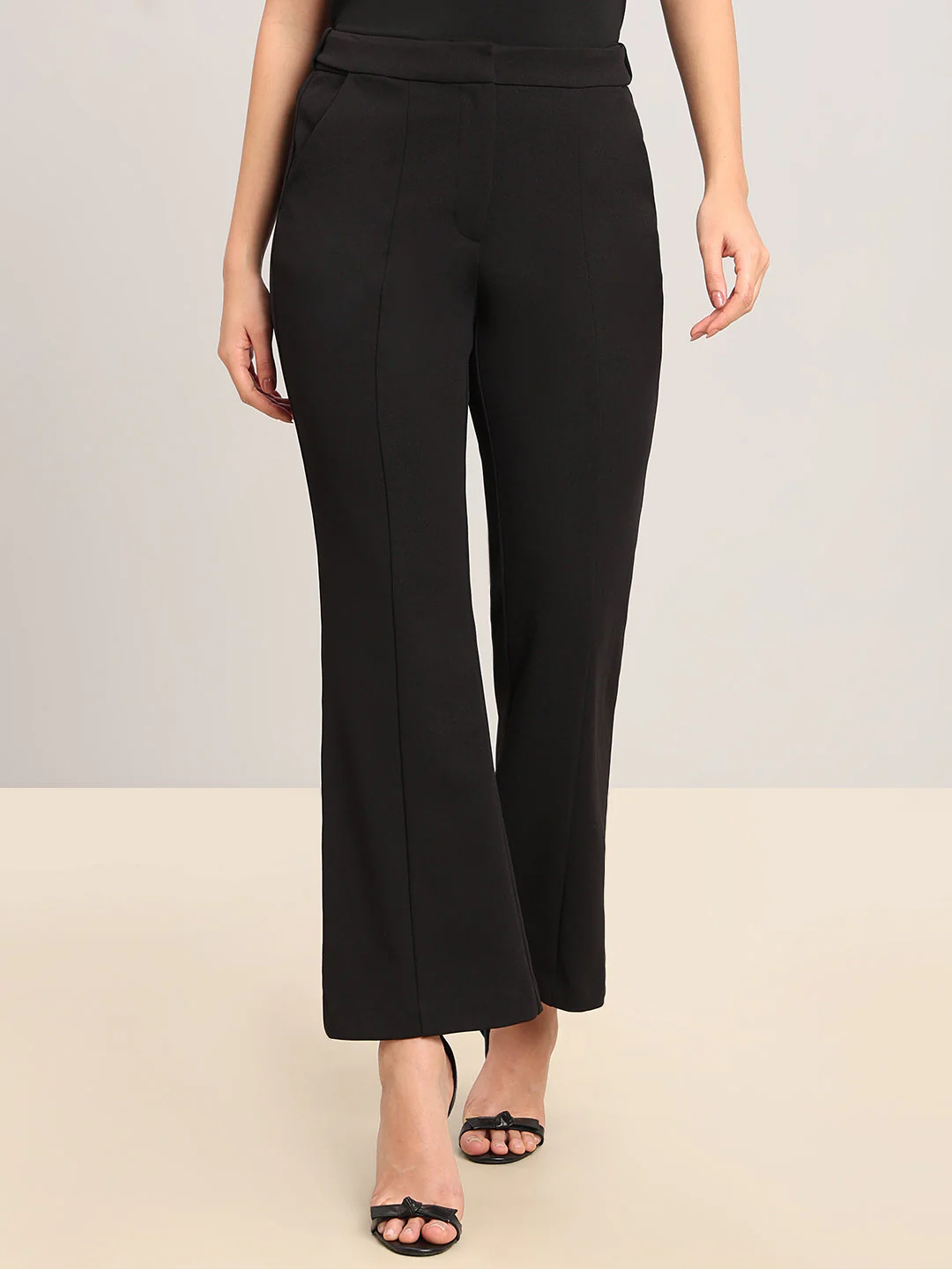 Black High Rise Flared Pants - Image 2