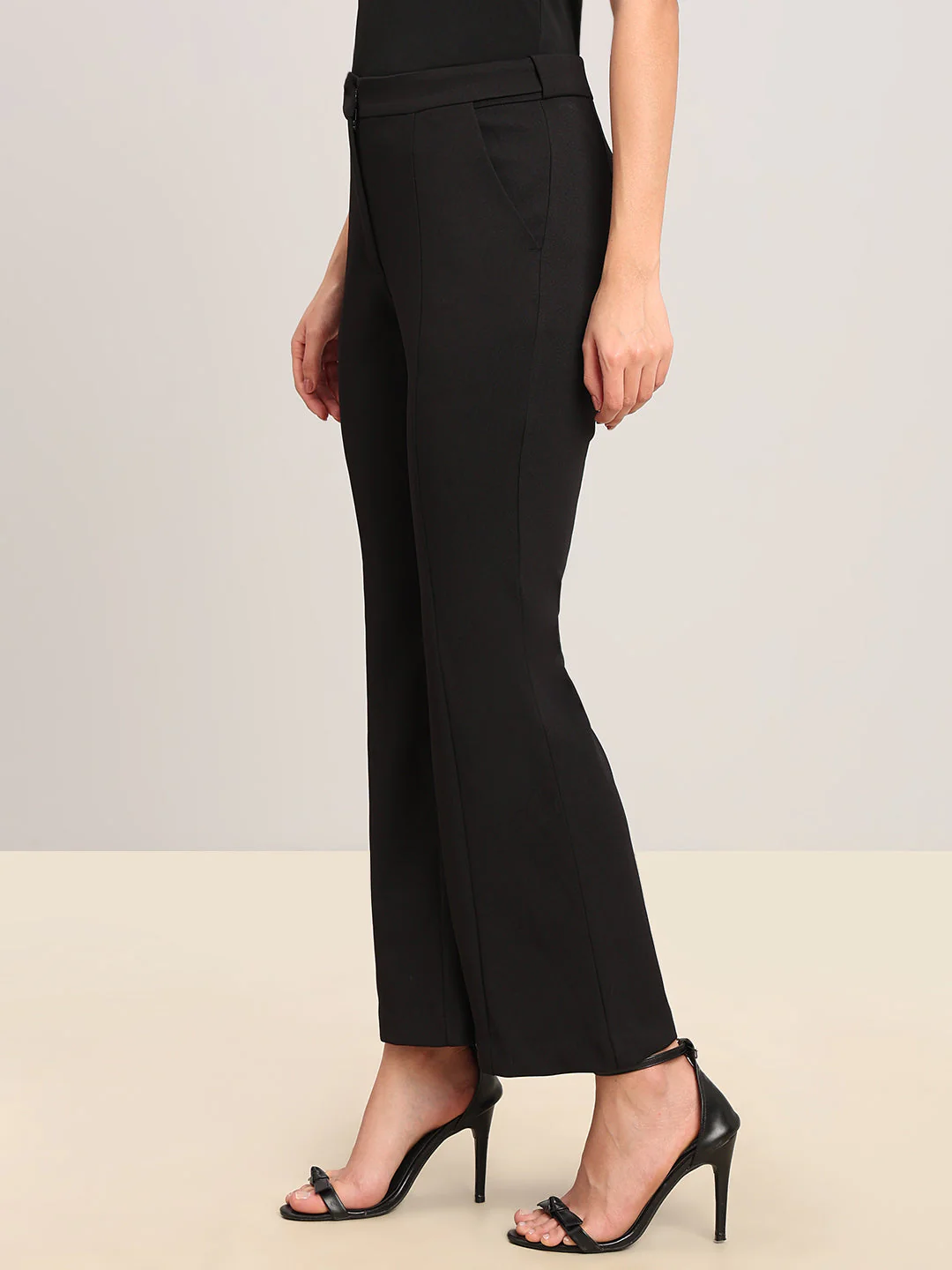 Black High Rise Flared Pants - Image 3