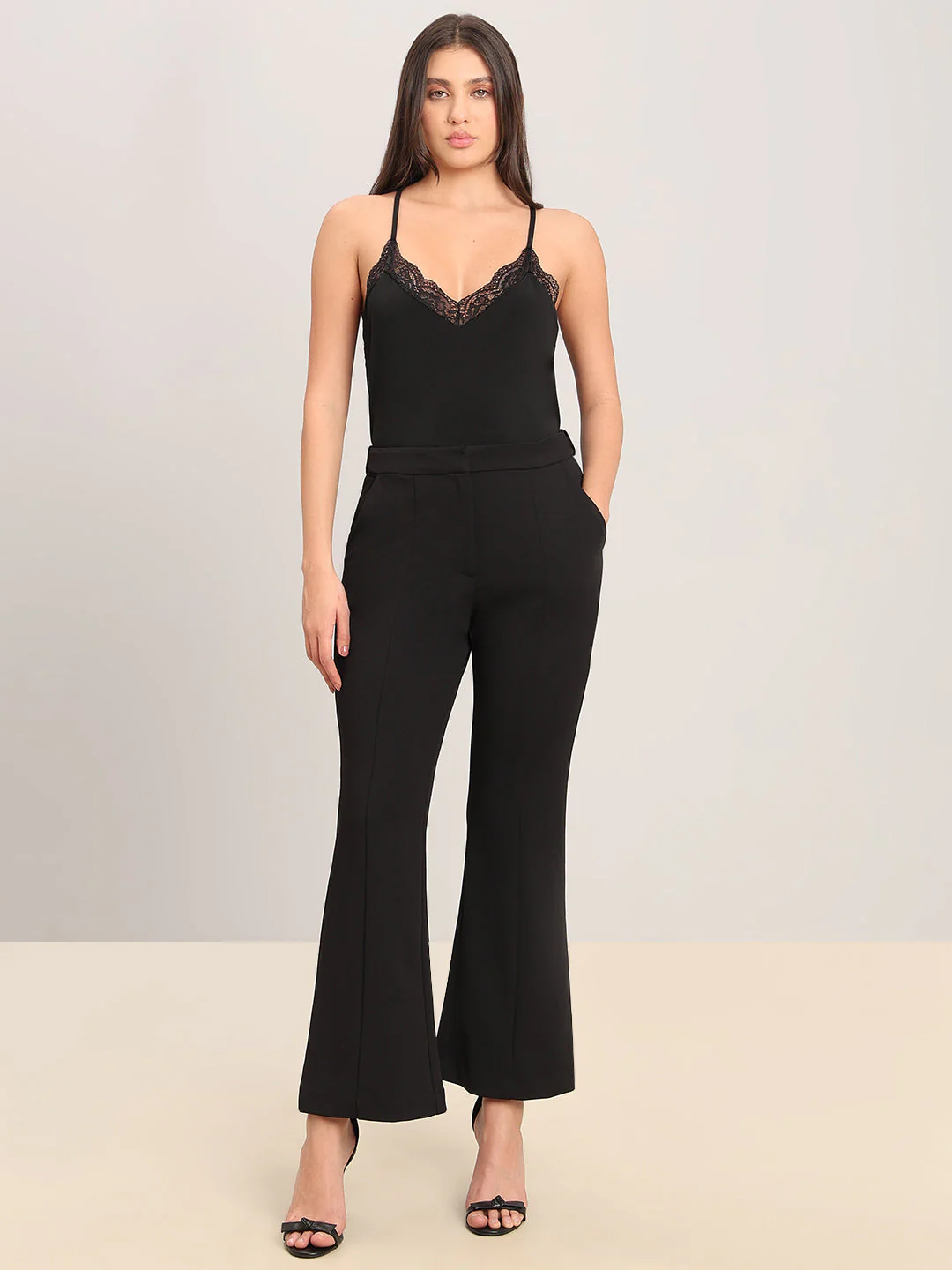 Black High Rise Flared Pants - Image 5