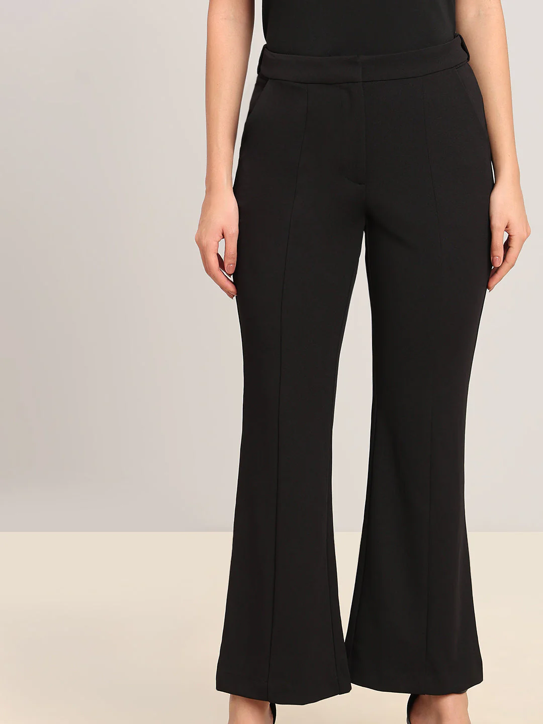 Black High Rise Flared Pants - Image 6