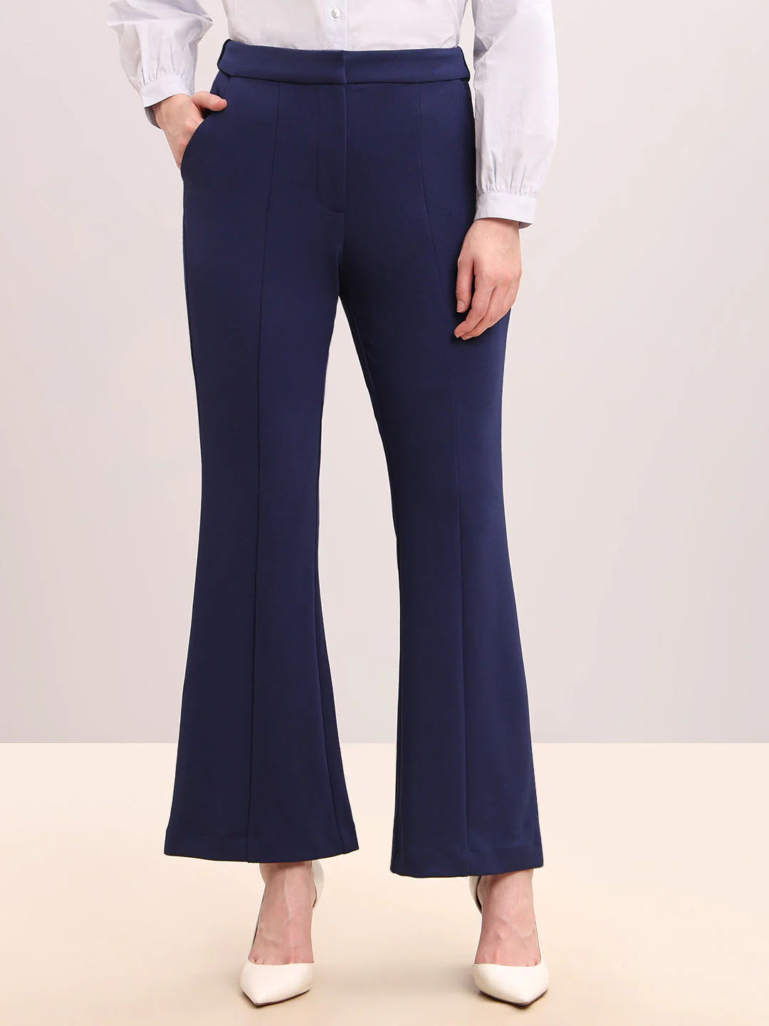 Dark Blue High Rise Flared Pants - Image 2