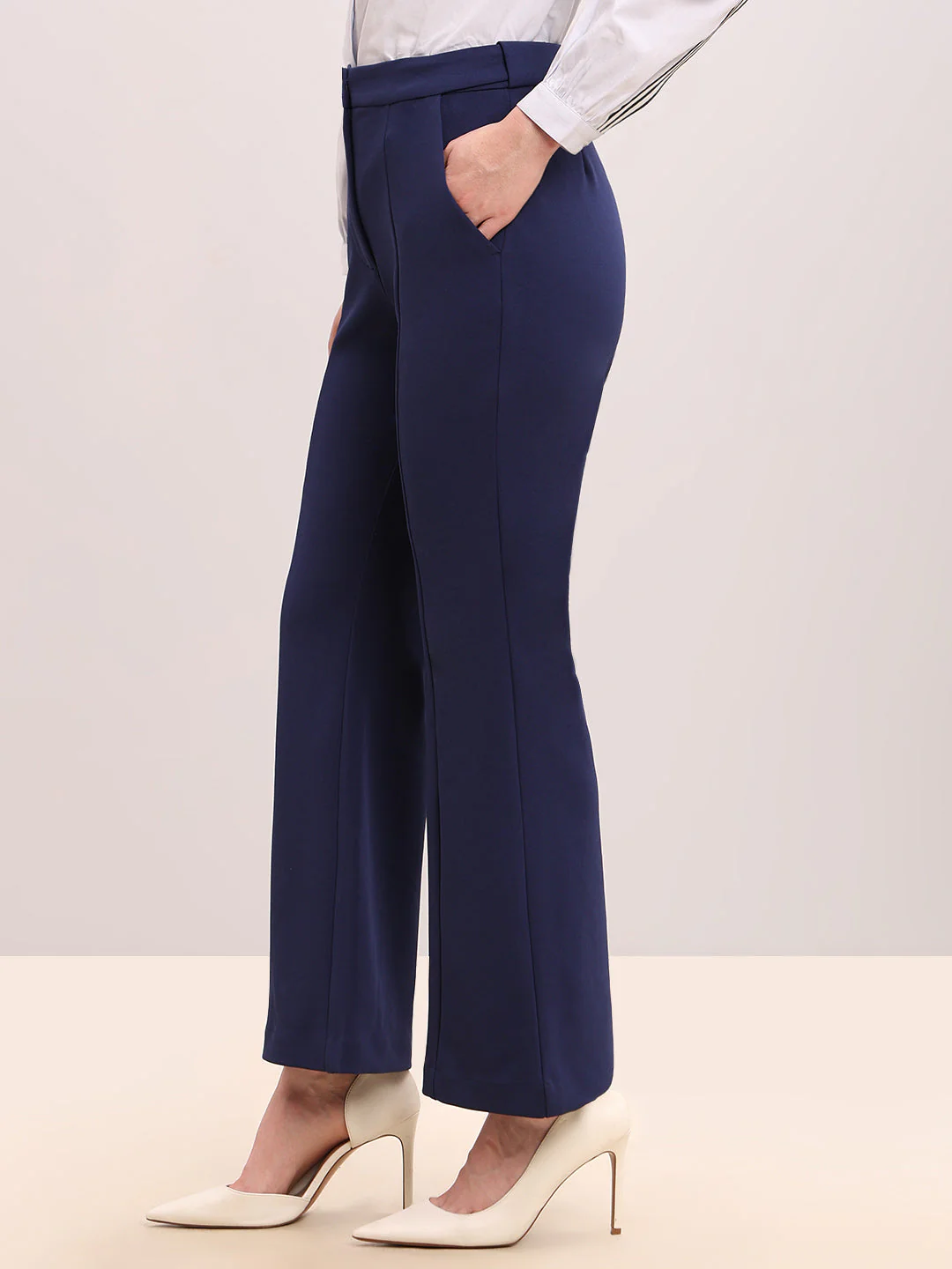 Dark Blue High Rise Flared Pants - Image 3