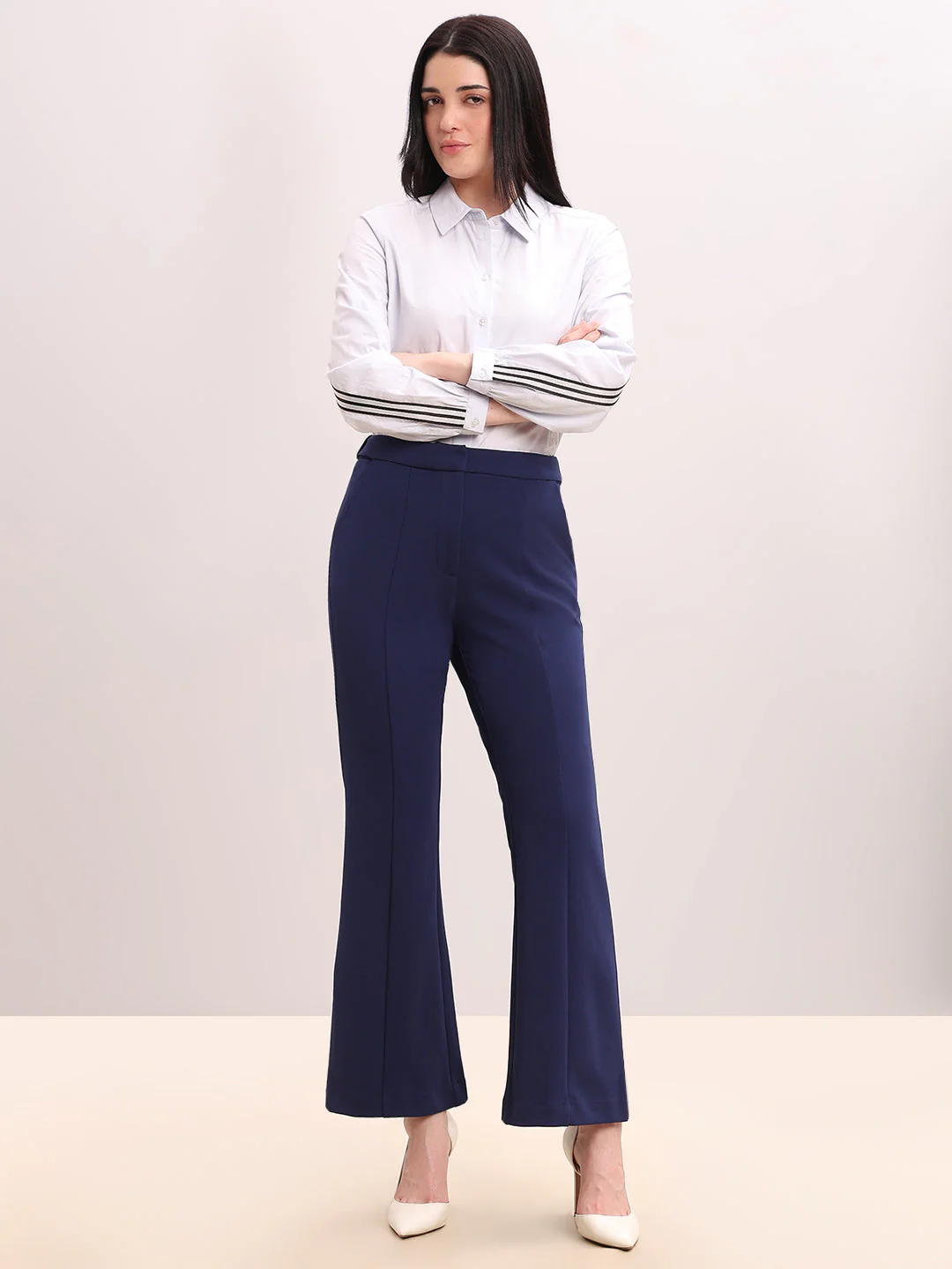 Dark Blue High Rise Flared Pants - Image 5