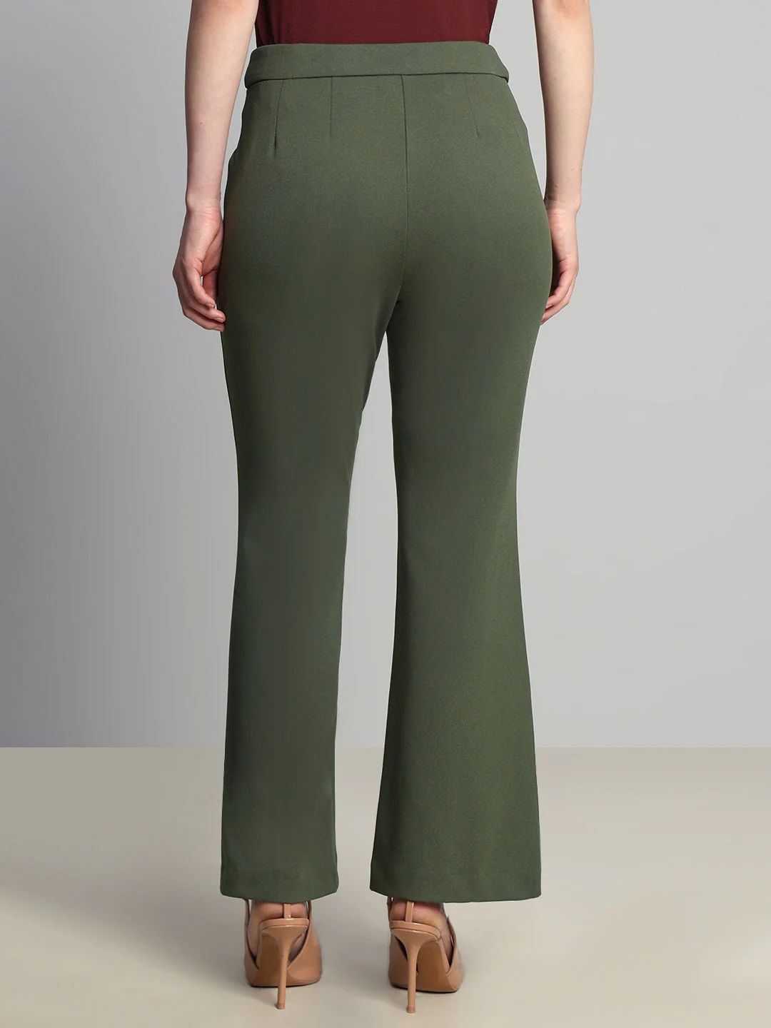 Green High Rise Flared Pants - Image 4