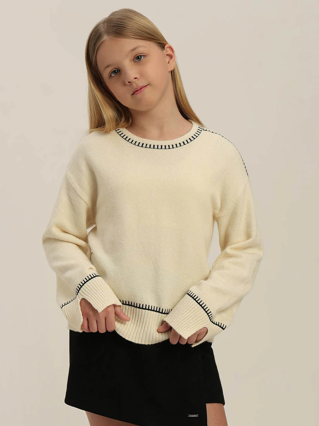 GIRLS Beige Knit Top - Image 2