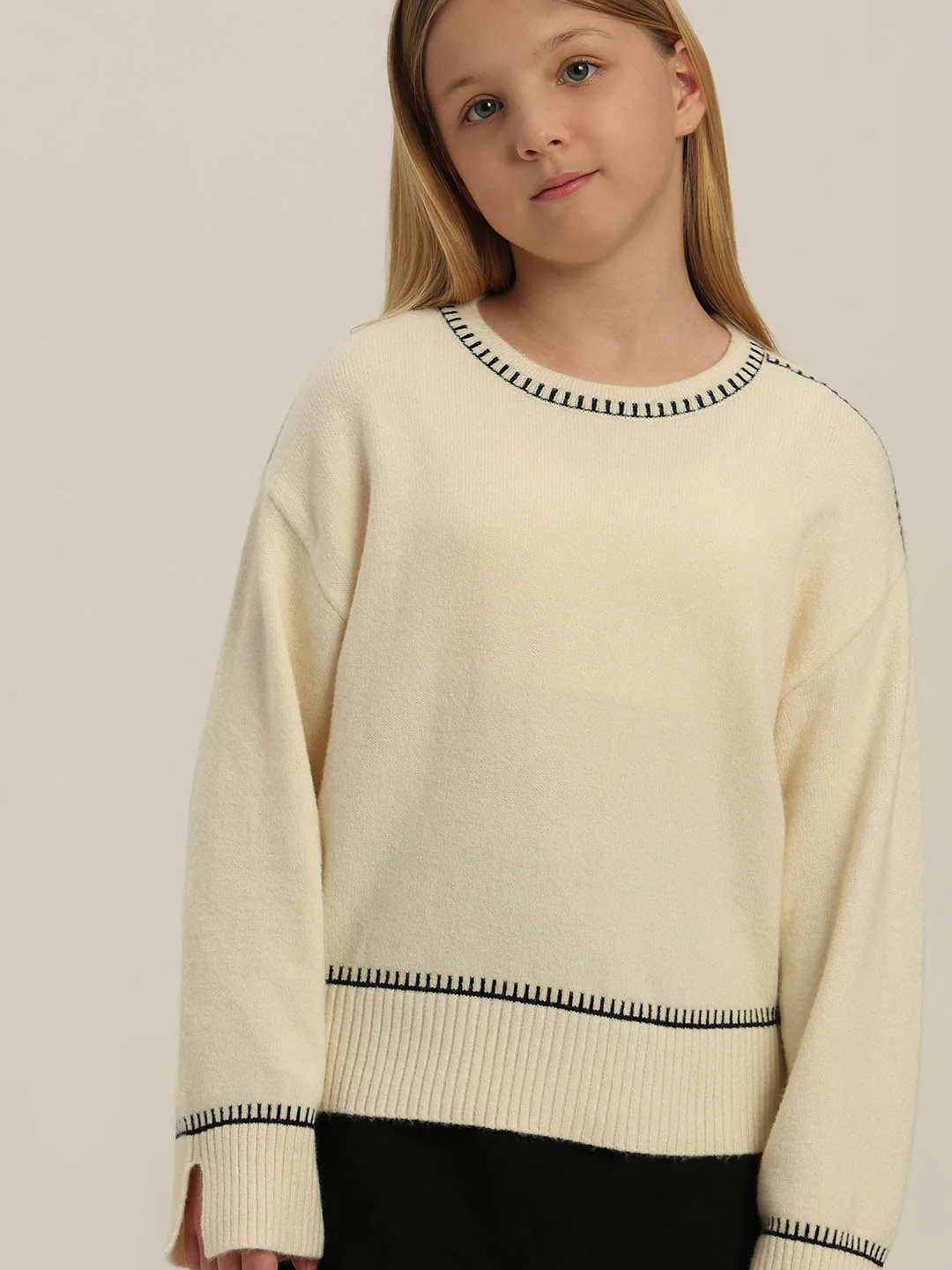 GIRLS Beige Knit Top - Image 6