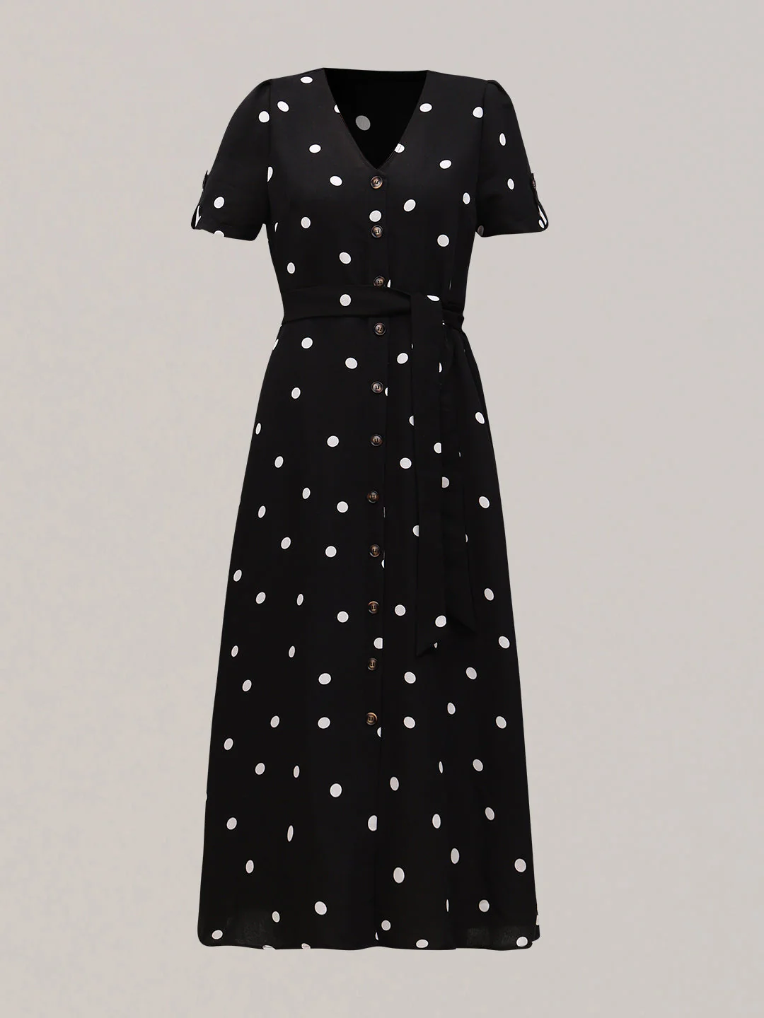 Black Polka Dot V-Neck Dress - Image 7