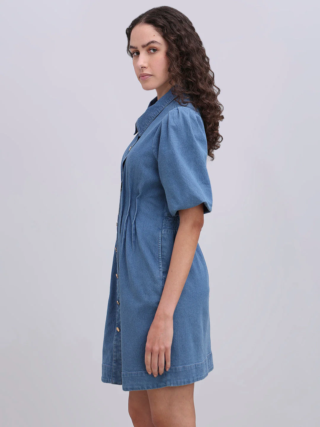Blue Denim Mini Dress - Image 3