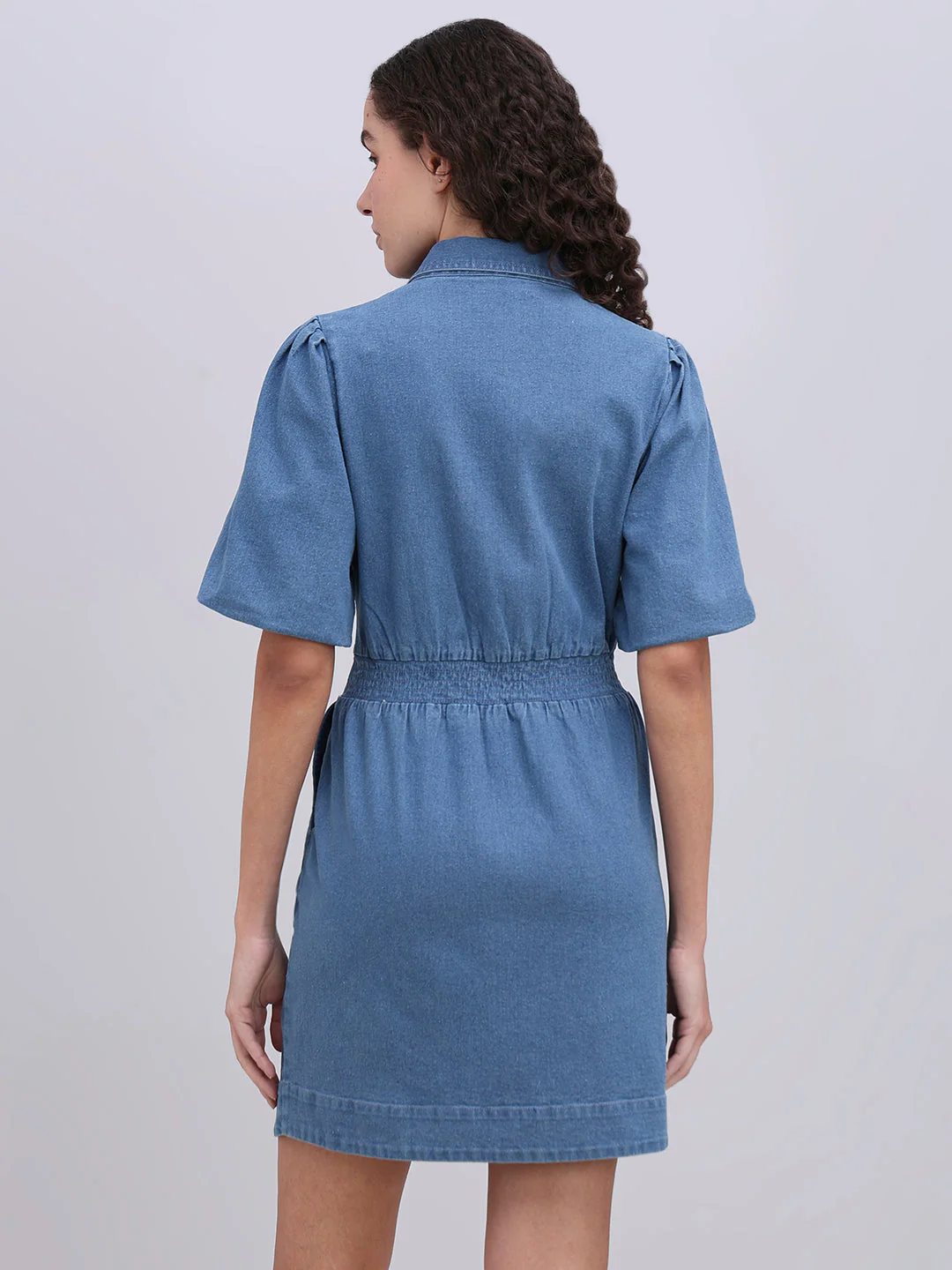 Blue Denim Mini Dress - Image 4