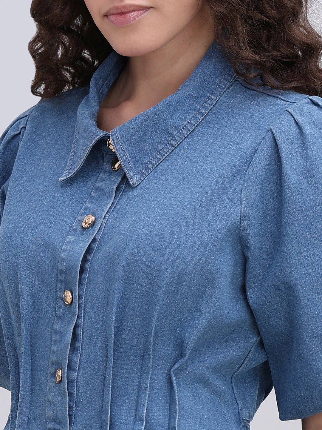 Blue Denim Mini Dress - Image 8