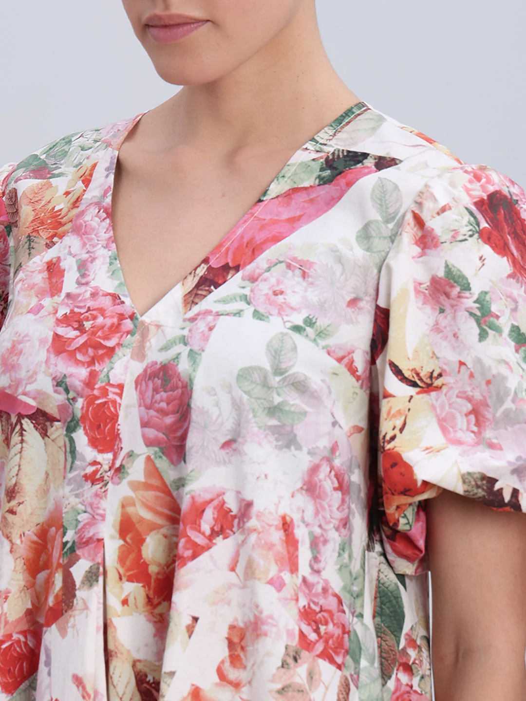 Beige Floral Long Dress - Image 6