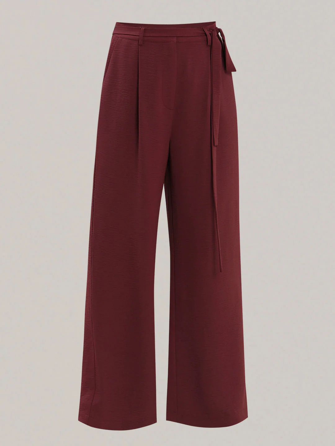 Burgundy Tie-Waist Relaxed Fit Pants - Image 7