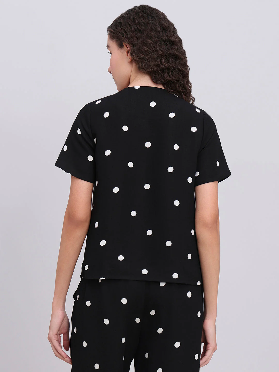 Black Polka Dot Button-Up Top - Image 4