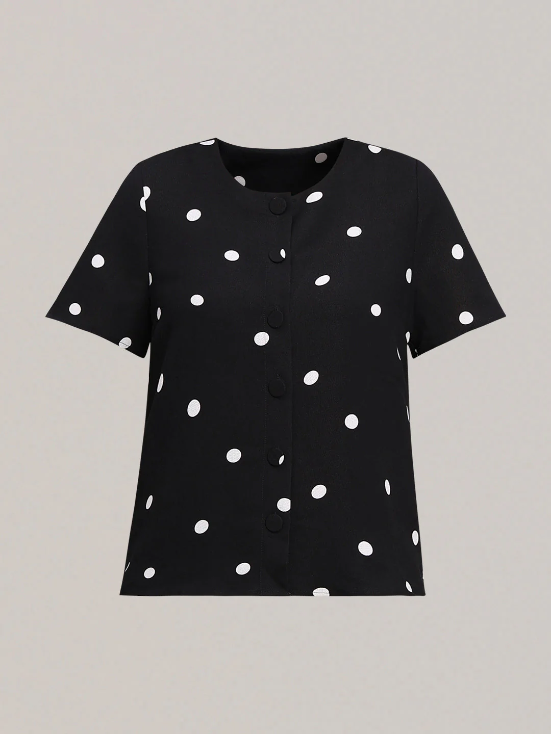 Black Polka Dot Button-Up Top - Image 7