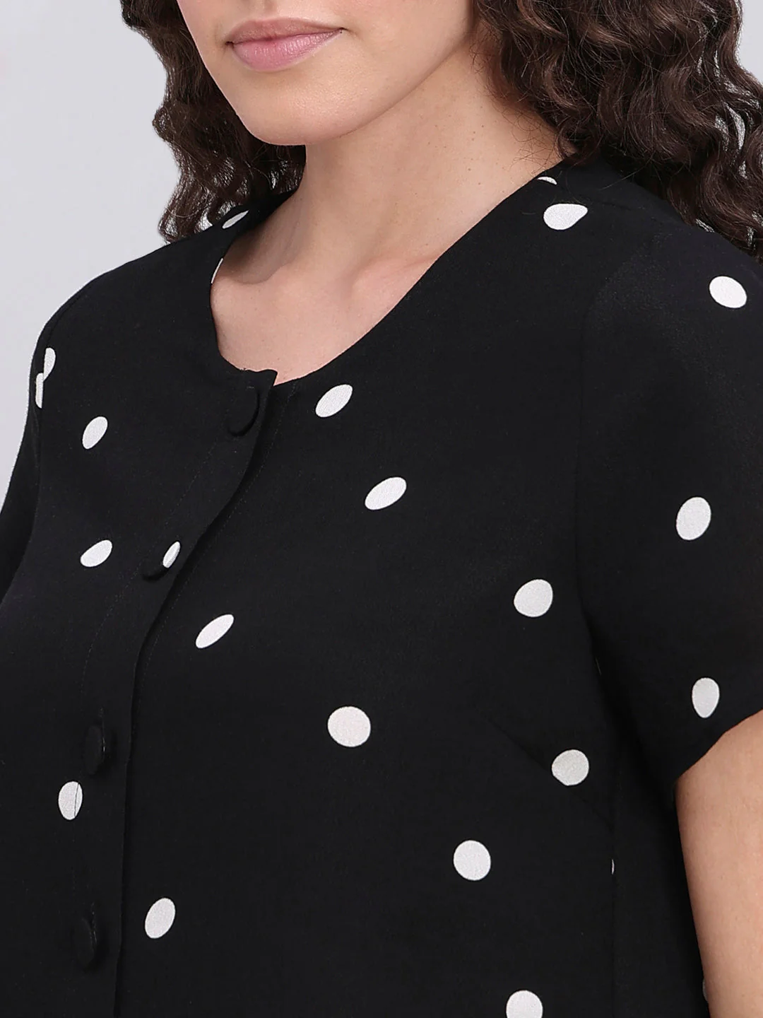 Black Polka Dot Button-Up Top - Image 8
