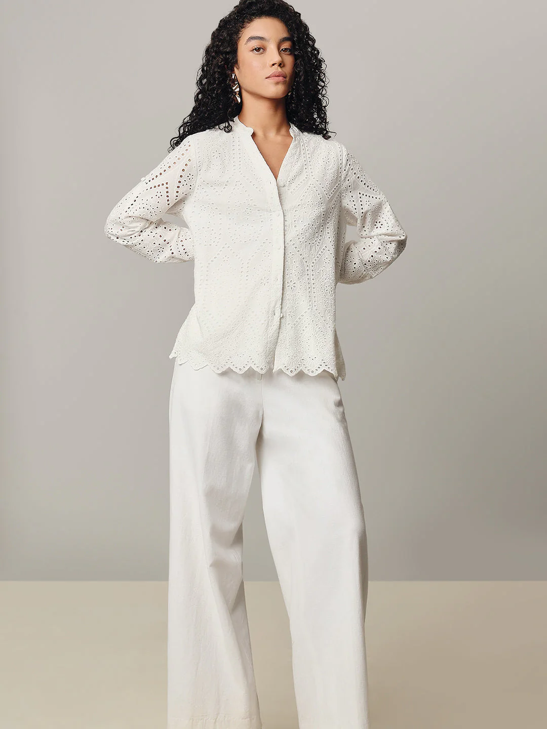 White Broderie Anglaise Shirt