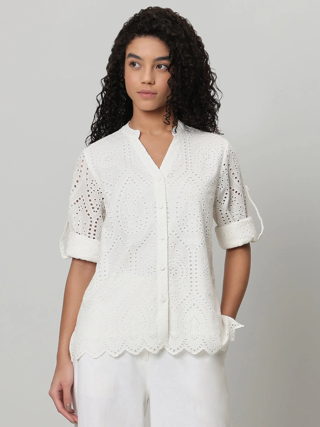 White Broderie Anglaise Shirt - Image 2