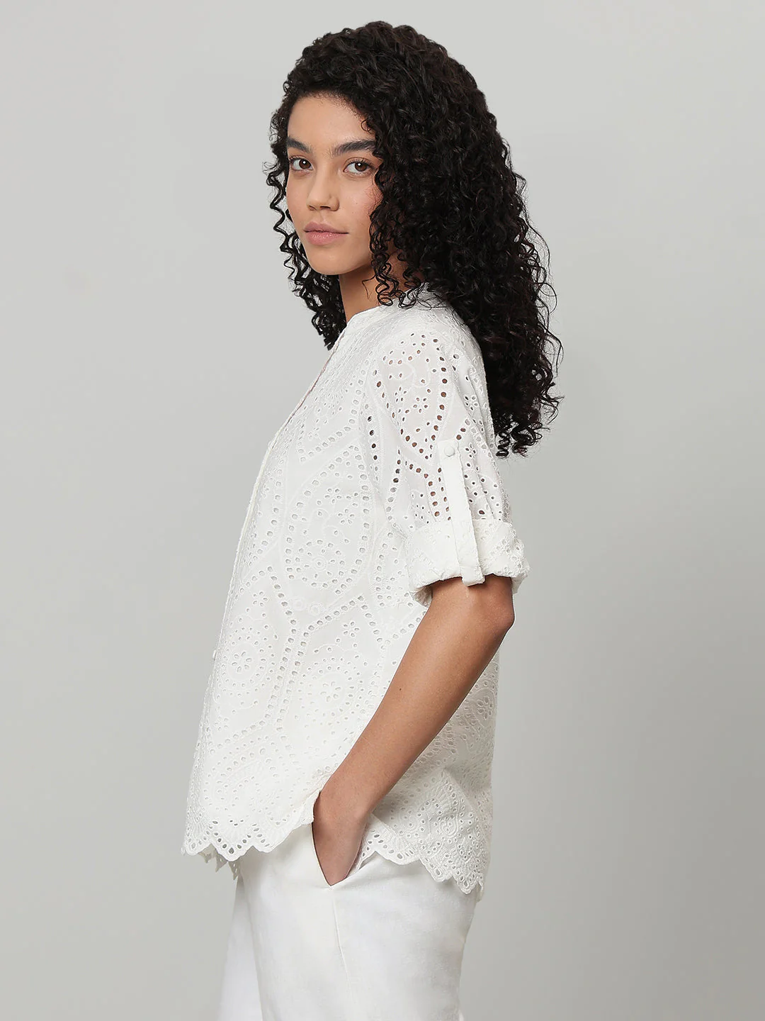 White Broderie Anglaise Shirt - Image 3