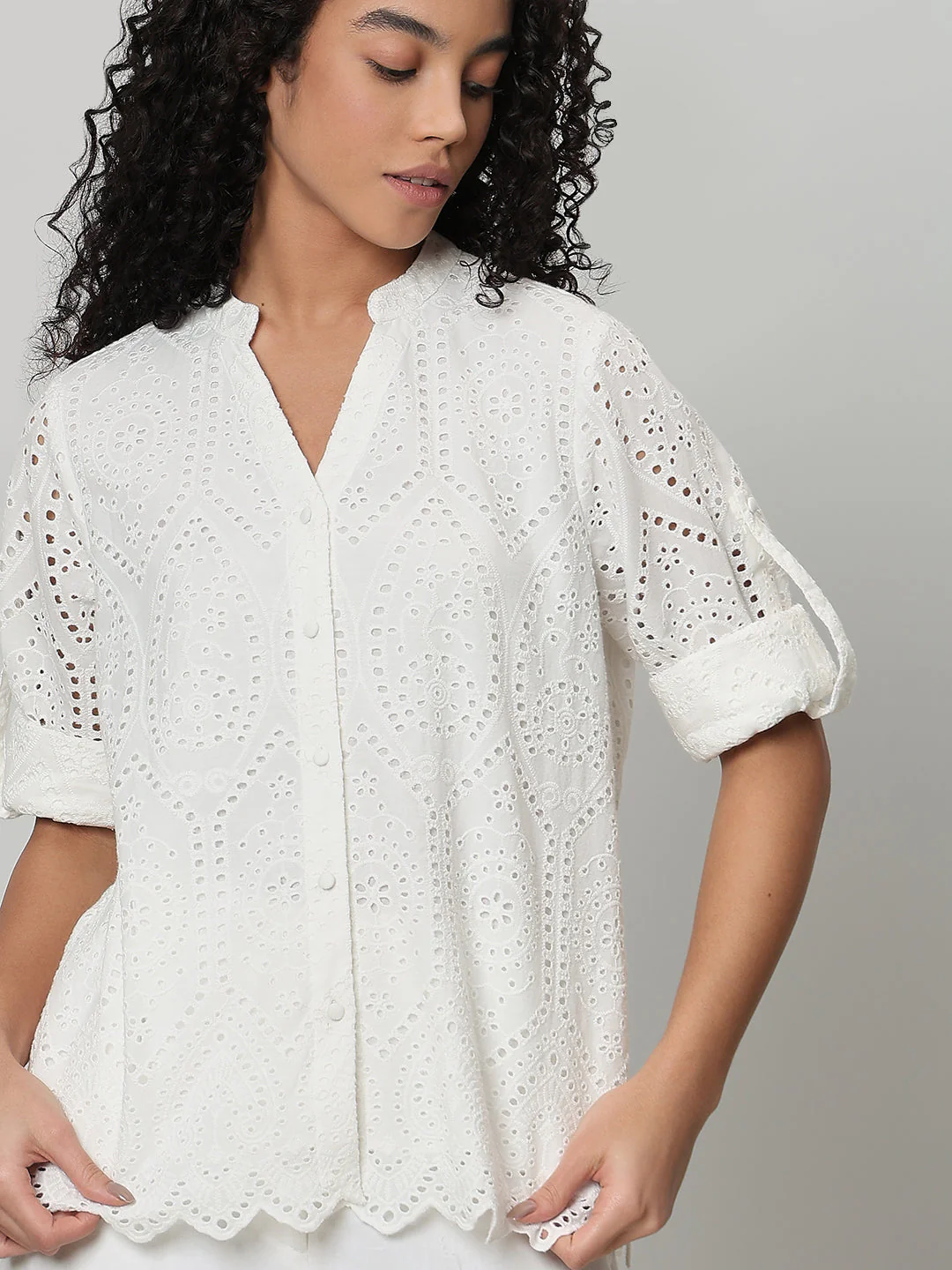 White Broderie Anglaise Shirt - Image 6
