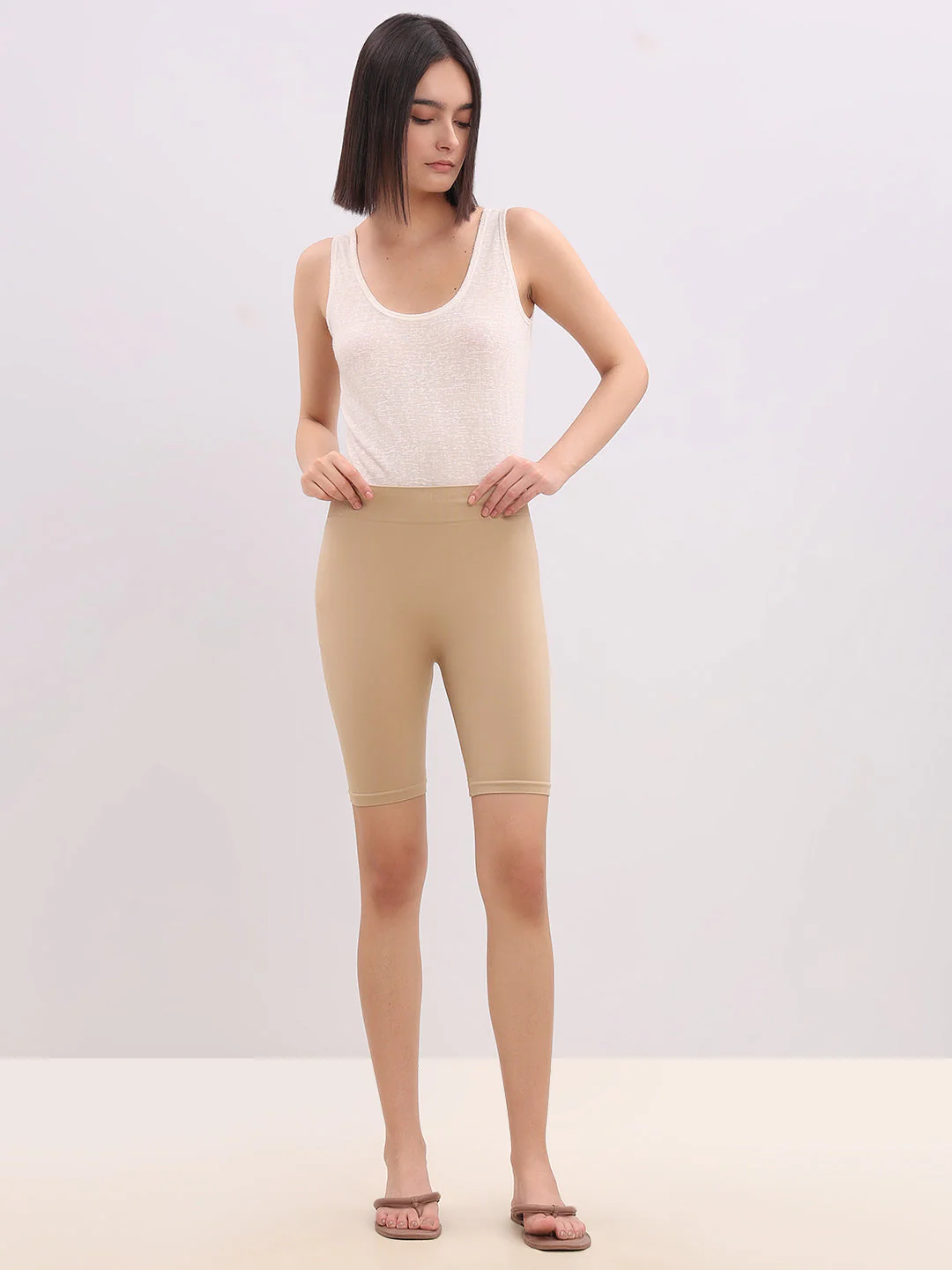 Beige Seamless Biker Shorts - Image 5