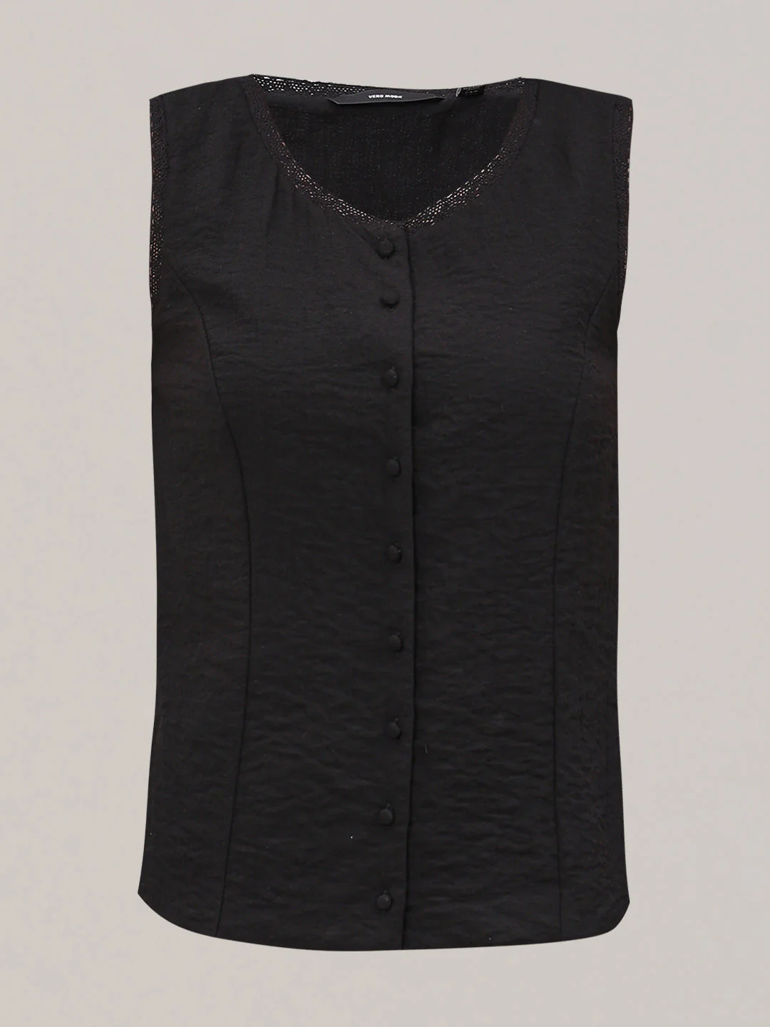 Black Quilted O-Neck Top - Image 7