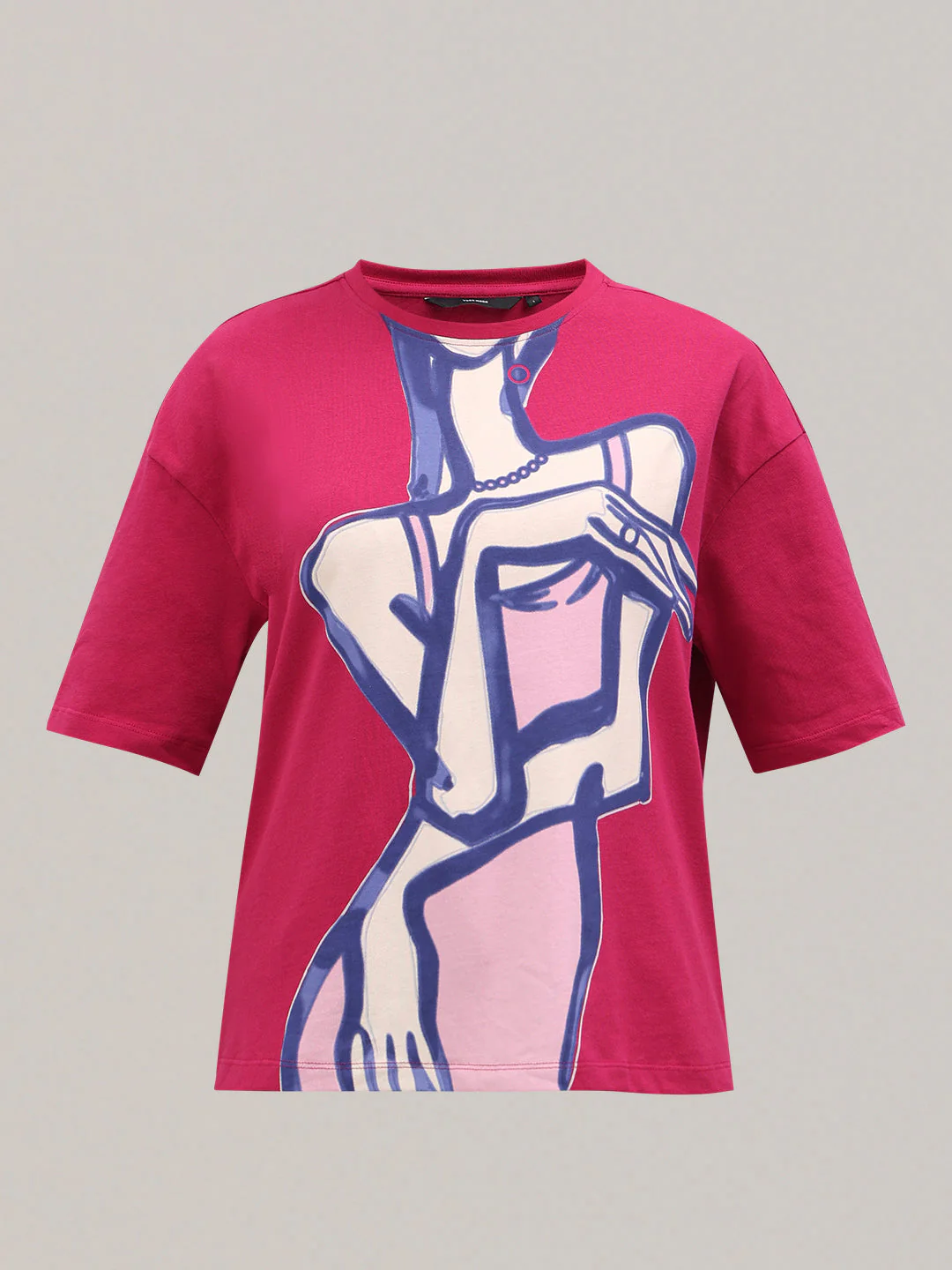 Pink Abstract Figure Art Print T-shirt - Image 7