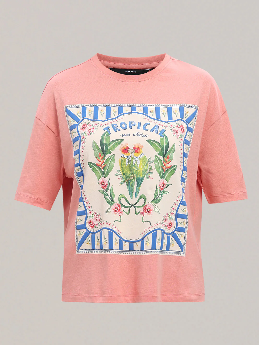 Pink Tropical Artwork Print T-shirt - Image 7