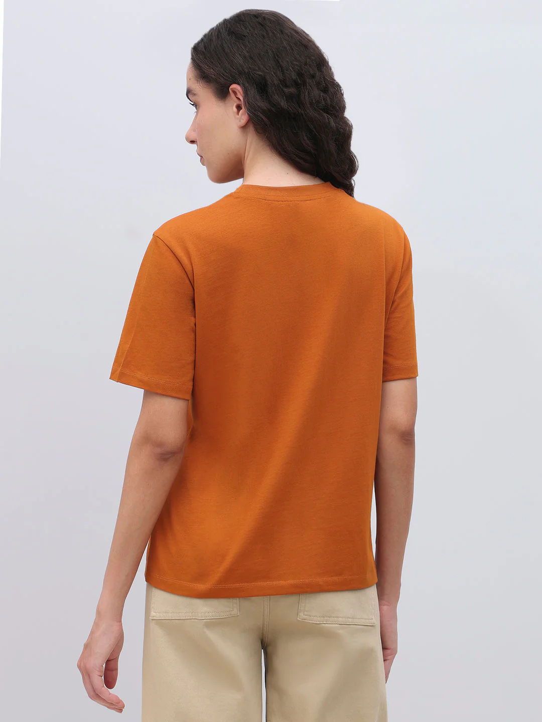 Orange Cotton Printed T-shirt - Image 4