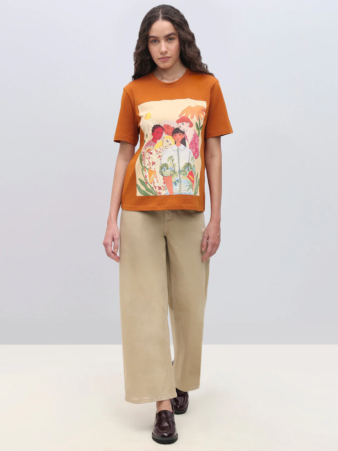 Orange Cotton Printed T-shirt - Image 5