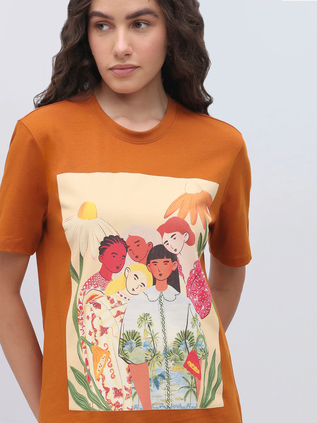 Orange Cotton Printed T-shirt - Image 6