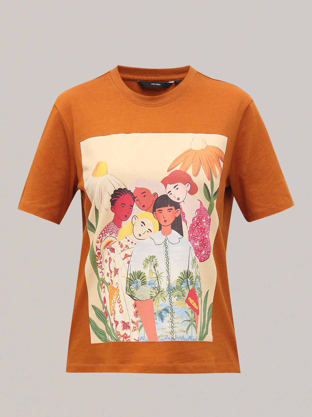 Orange Cotton Printed T-shirt - Image 7
