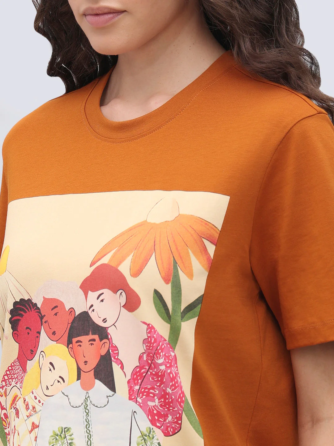 Orange Cotton Printed T-shirt - Image 8