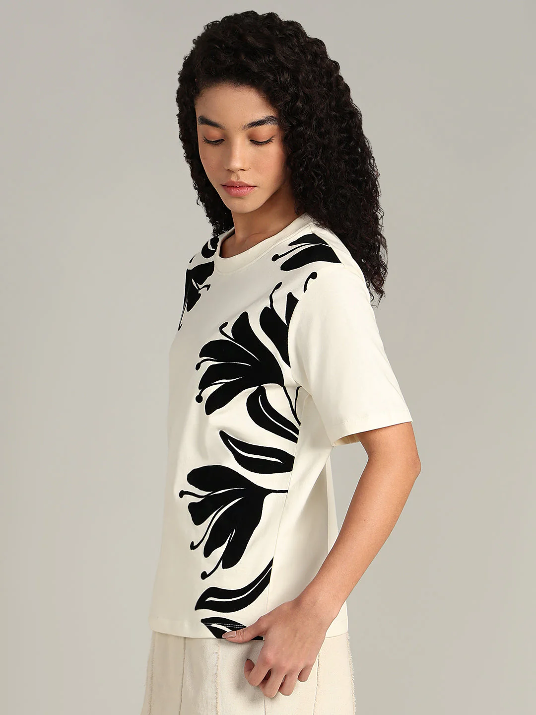 Tropical Print Cotton T-shirt - Image 3
