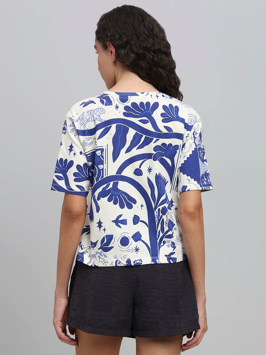 Botanical Print Cotton T-shirt - Image 4