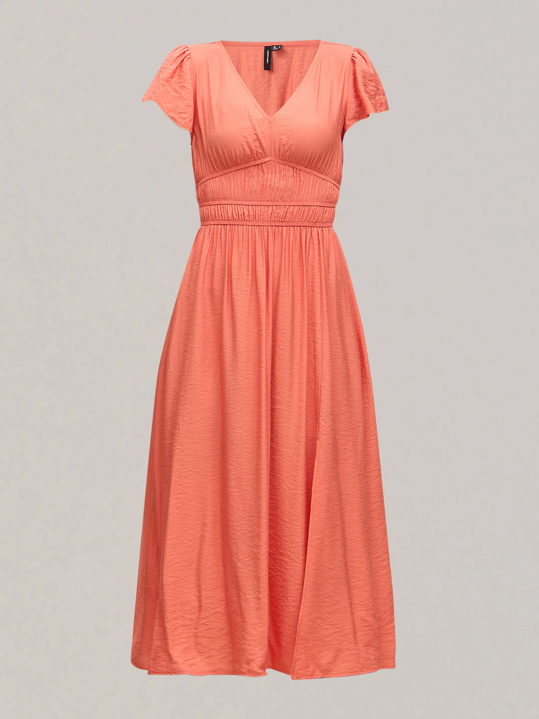 Coral V-Neck Midi Dress - Image 7